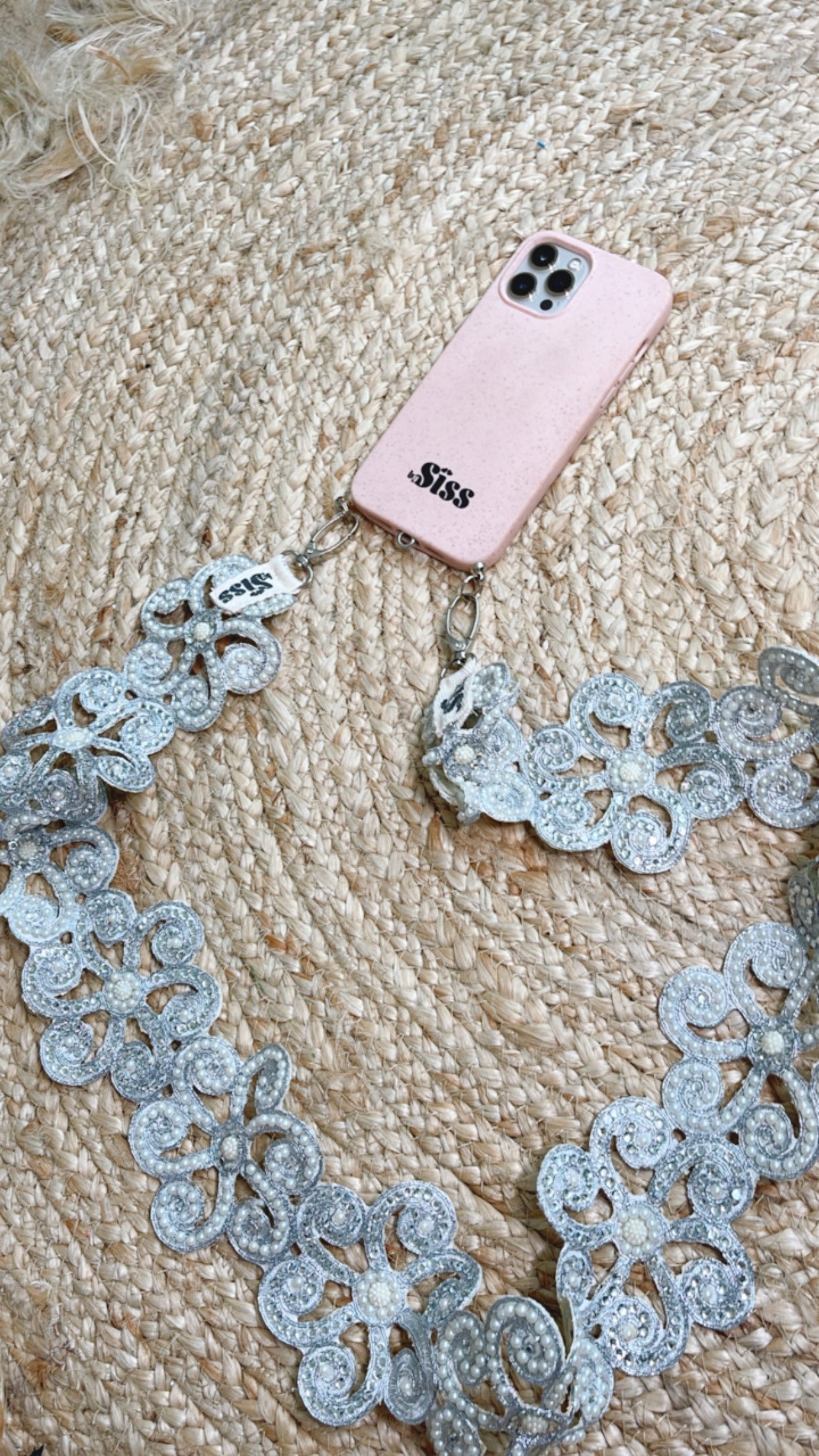Festive girl phone necklace - silver
