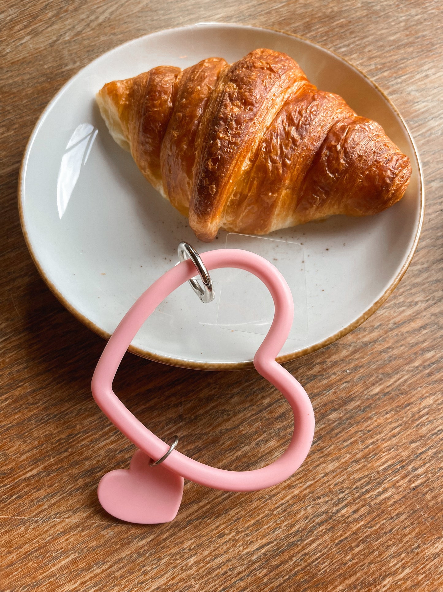 Heart bangle / Phone charm -  pink