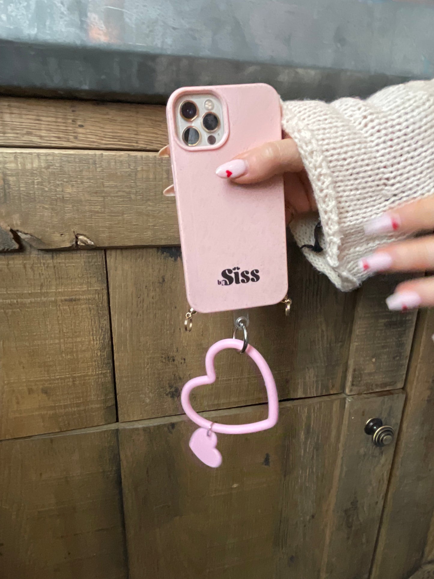 Heart bangle / Phone charm -  pink