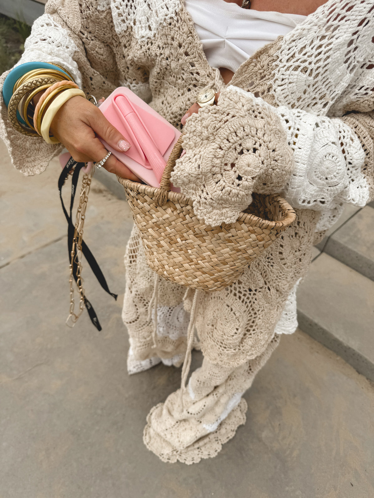 Bohème oversized crochet vest