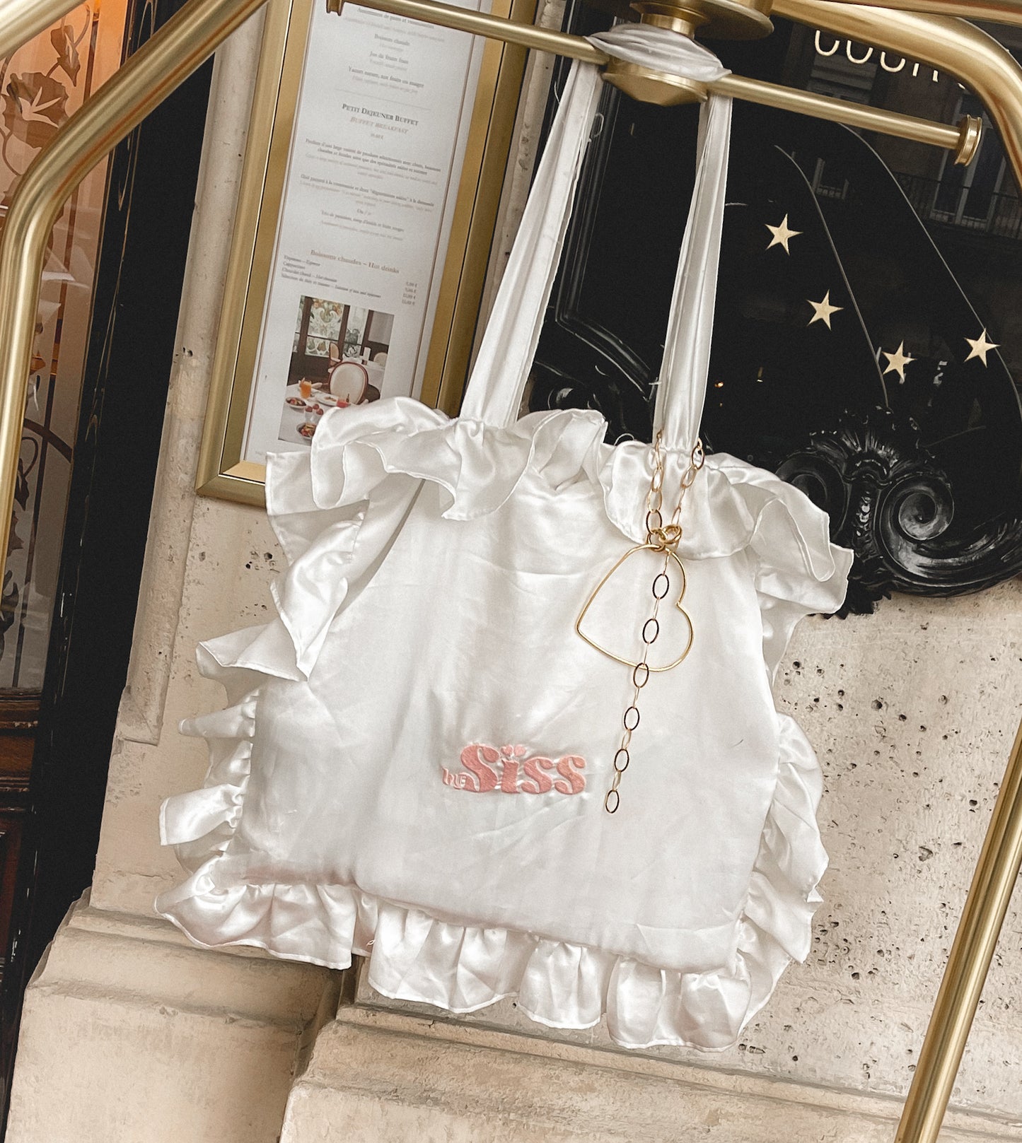 Heart bag and phone charm -  gold colored